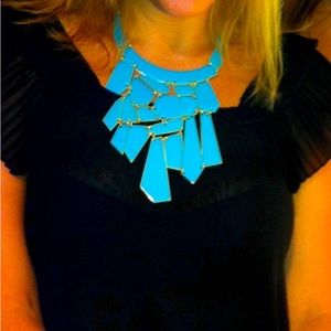 Bold Geometric Statement Necklace Blue Bib Necklace – Eye-Catching Contemporary